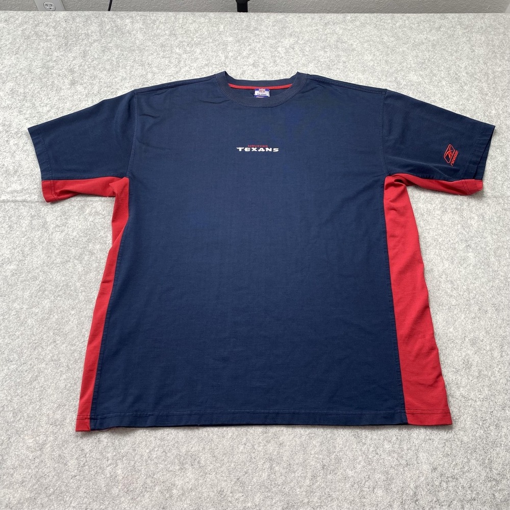 VTG Houston Texans Shirt Mens XL Blue NFL Football Reebok Short Sleeve *STAIN*